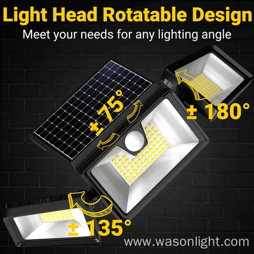 Custom OEM 132Led Flexible Adjustable Angle Wireless Outdoor Motion Sensor Activated Outdoor Solar Wall Lamp